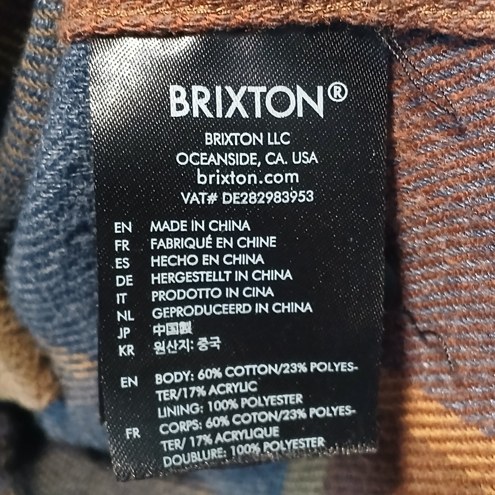 Brixton Shirt‎ Mens Size M Brown Plaid Flannel Button Up Long Sleeve Casual Soft - Picture 8 of 9